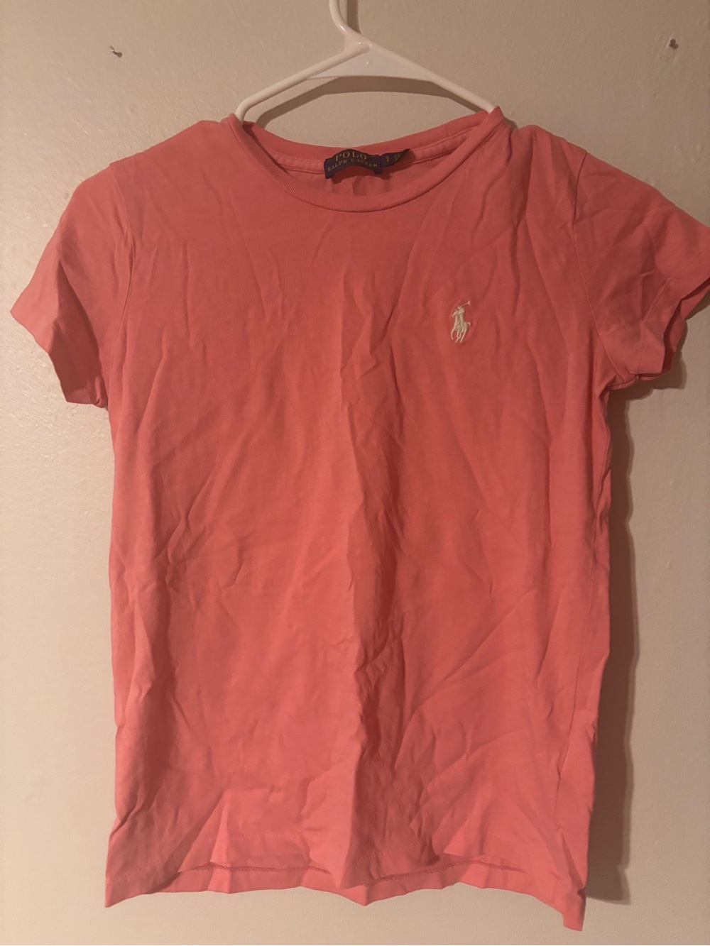 Polo by Ralph Lauren Coral Short Sleeve Crewneck Tee with Embroidered Pony